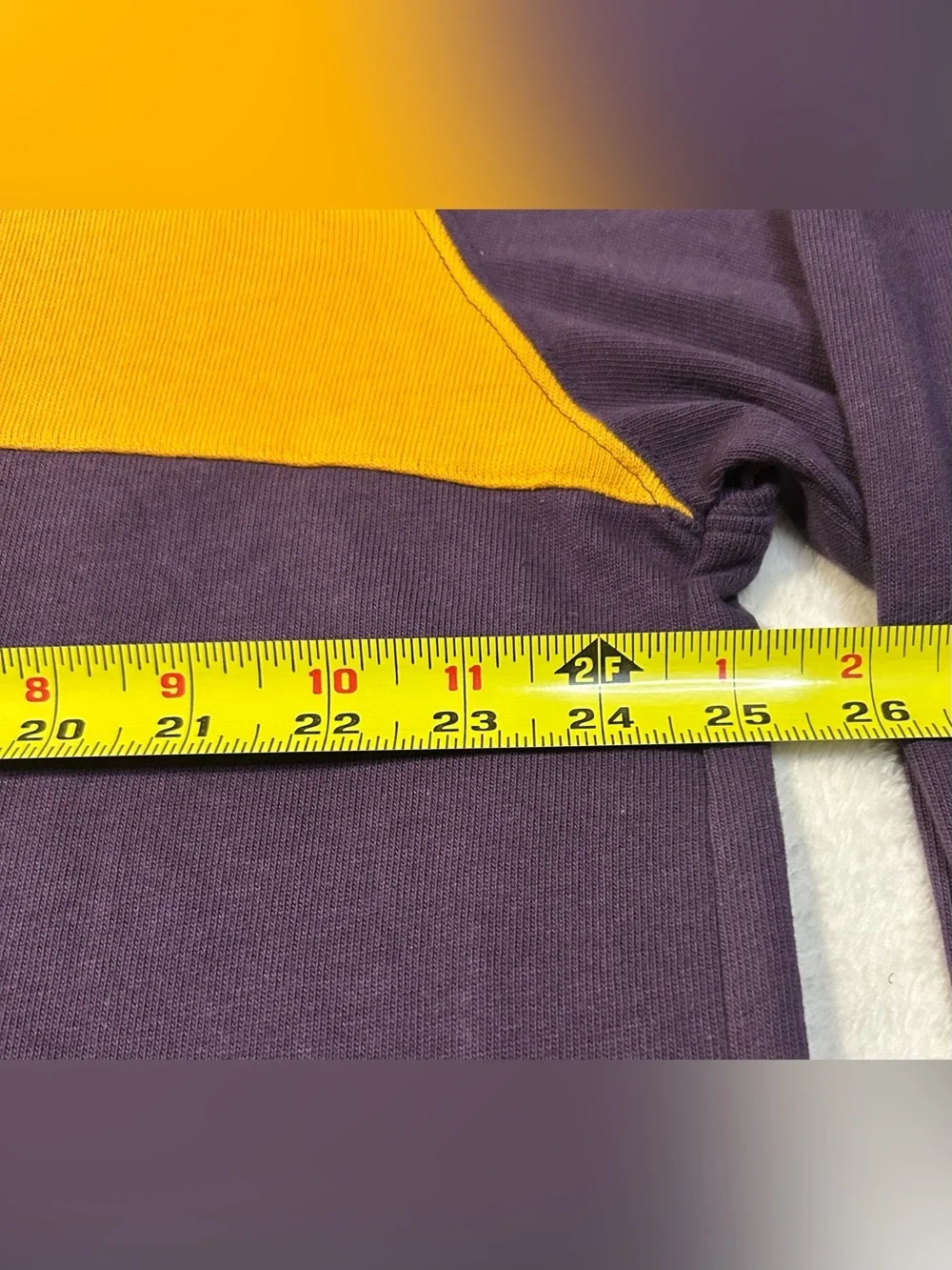 Vintage Chaps Purple Rugby Shirt with Yellow Chest Stripe